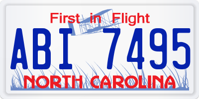 NC license plate ABI7495