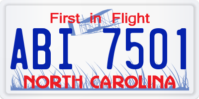 NC license plate ABI7501