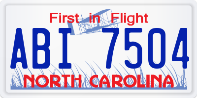 NC license plate ABI7504