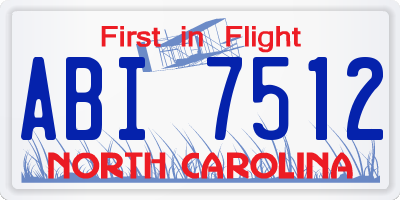 NC license plate ABI7512