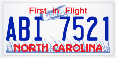 NC license plate ABI7521