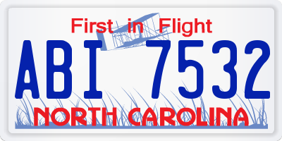 NC license plate ABI7532