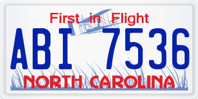 NC license plate ABI7536