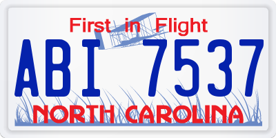 NC license plate ABI7537