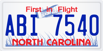 NC license plate ABI7540
