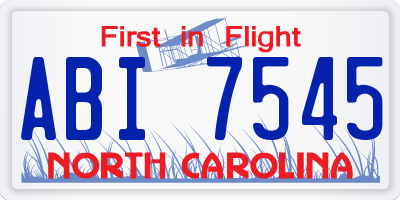 NC license plate ABI7545