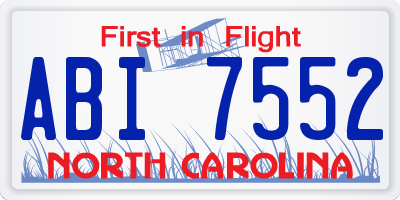 NC license plate ABI7552