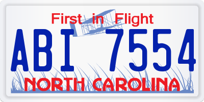 NC license plate ABI7554