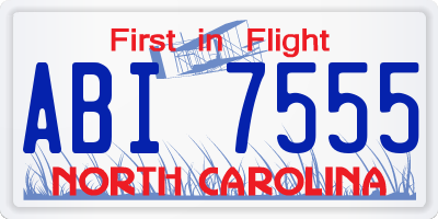 NC license plate ABI7555