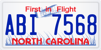 NC license plate ABI7568