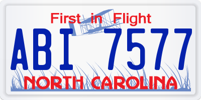 NC license plate ABI7577