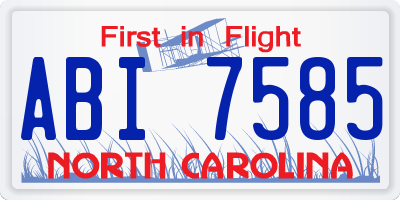 NC license plate ABI7585