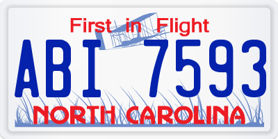 NC license plate ABI7593