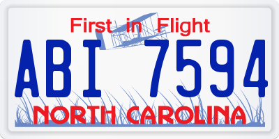 NC license plate ABI7594