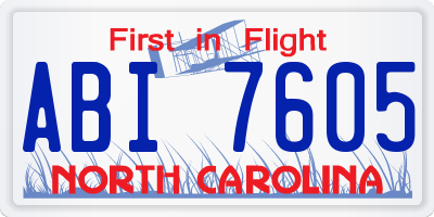 NC license plate ABI7605