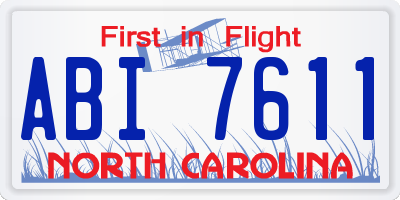 NC license plate ABI7611