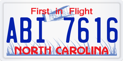 NC license plate ABI7616