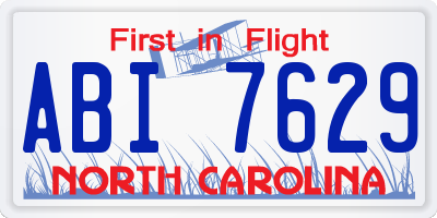 NC license plate ABI7629