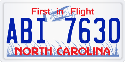NC license plate ABI7630