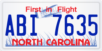 NC license plate ABI7635