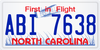 NC license plate ABI7638