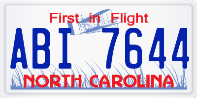 NC license plate ABI7644