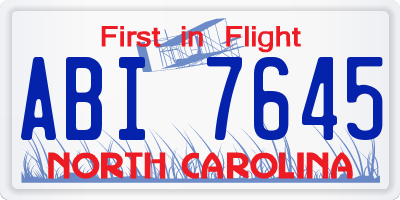 NC license plate ABI7645