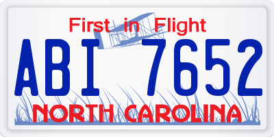 NC license plate ABI7652