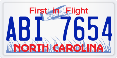 NC license plate ABI7654