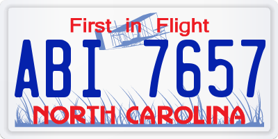 NC license plate ABI7657