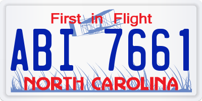 NC license plate ABI7661