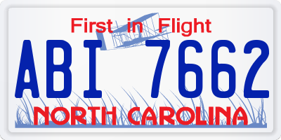 NC license plate ABI7662