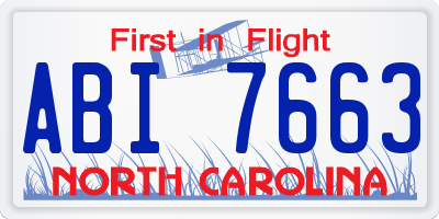 NC license plate ABI7663