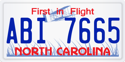 NC license plate ABI7665