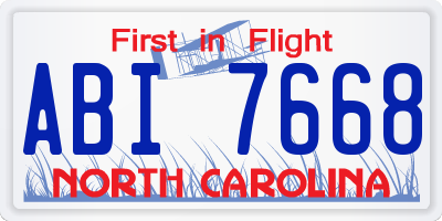 NC license plate ABI7668
