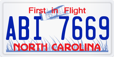 NC license plate ABI7669