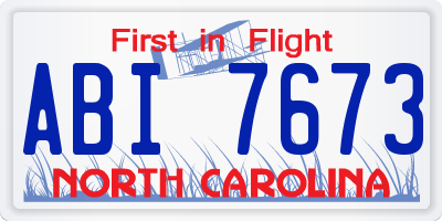 NC license plate ABI7673