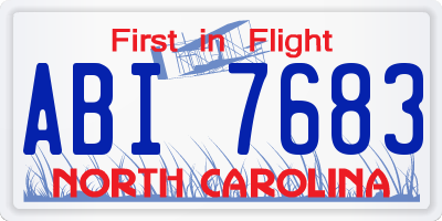 NC license plate ABI7683