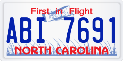 NC license plate ABI7691