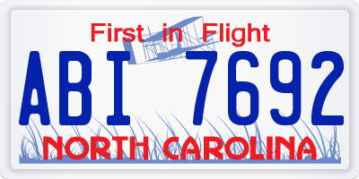 NC license plate ABI7692