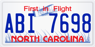 NC license plate ABI7698