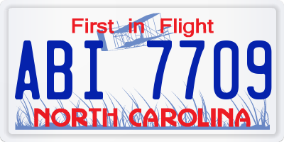 NC license plate ABI7709