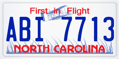 NC license plate ABI7713