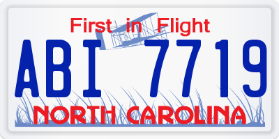 NC license plate ABI7719