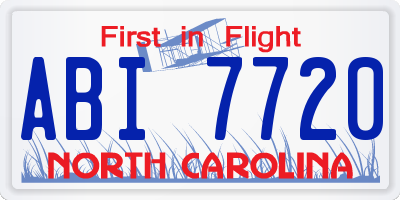 NC license plate ABI7720