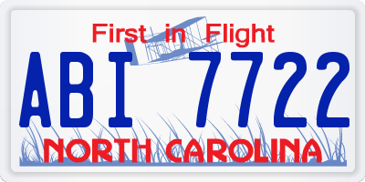 NC license plate ABI7722