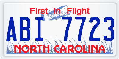 NC license plate ABI7723