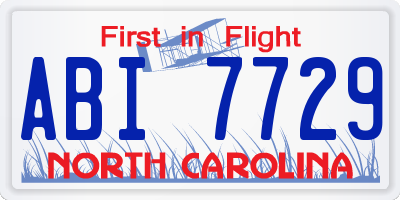 NC license plate ABI7729