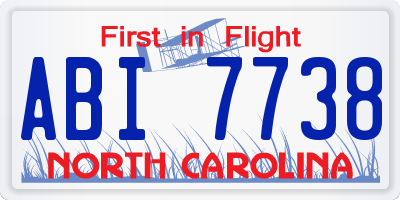NC license plate ABI7738