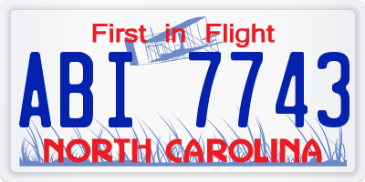 NC license plate ABI7743